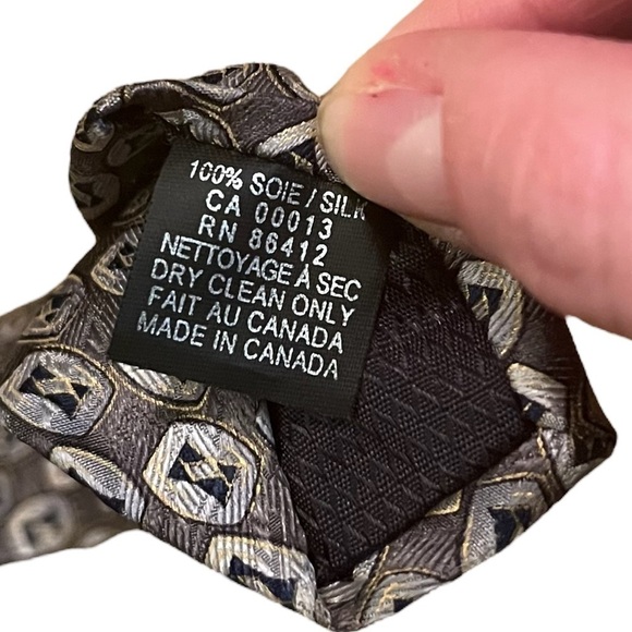 christian Dior Monsieur Silk Brown/Beige/Grey Patterned Tie Made in Canada - Picture 5 of 7